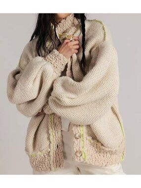 Free People Winterland Cardi Boho Chic Layering Chunky Knit Heritage Womens S